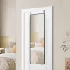 Oglindă de lungime întreagă, dreptunghiulară, montată pe perete, ramă din aluminiu, neagră