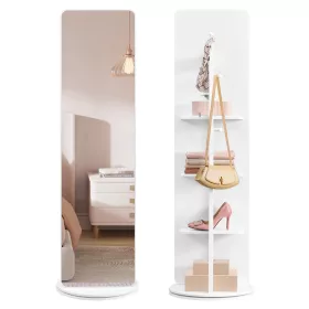   Oglindă verticală, cu lungimea întreagă, rotativă la 360°, 163 x 45 cm, albă