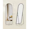Oglindă verticală, curbată, cu ramă din aluminiu, negru mat, 160 x 50 cm