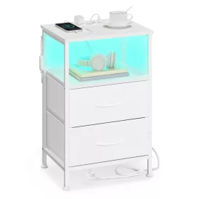   Noptieră cu încărcător încorporat, iluminare LED, alb nor 40x35x60cm