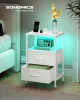 Noptieră cu încărcător încorporat, iluminare LED, alb nor 40x35x60cm