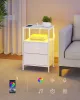 Noptieră cu încărcător încorporat, iluminare LED, alb nor 40x35x60cm