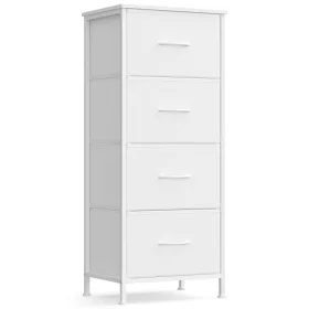   Dulap de depozitare cu sertare, dulap, cu patru sertare din material textil, alb 40x30x95 cm