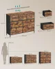 Dulap de depozitare cu 7 sertare din textil, dulap de haine, cadru din oțel, maro rustic