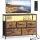 Dulap de depozitare cu sertare din textil, iluminare LED ajustabilă, maro rustic 30 x 68