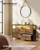 Dulap de depozitare cu sertare din textil, iluminare LED ajustabilă, maro rustic 30 x 68