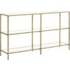 vasagle-masa-consola-cu-rafturi-cu-blat-din-sticla-securizata-auriu-130x30x73cm