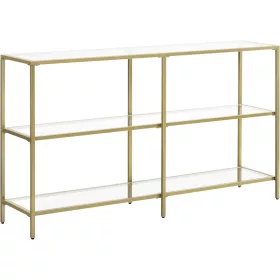 vasagle-masa-consola-cu-rafturi-cu-blat-din-sticla-securizata-auriu-130x30x73cm