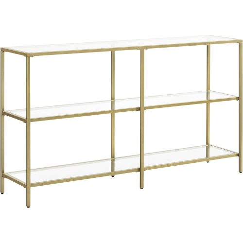 vasagle-masa-consola-cu-rafturi-cu-blat-din-sticla-securizata-auriu-130x30x73cm
