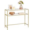 vasagle-masa-consola-cu-raft-inferior-cu-blat-din-sticla-securizata-auriu-100x35x80cm