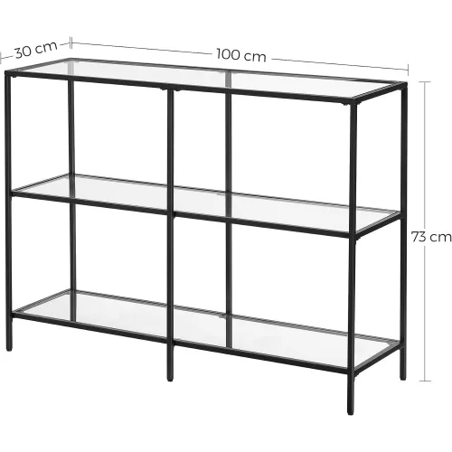 vasagle-masa-consola-cu-rafturi-cu-blat-din-sticla-securizata-negru-100x73x30cm