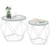 vasagle-set-masuta-de-cafea-din-2-piese-cu-blat-de-sticla-alb-50x50x40cm