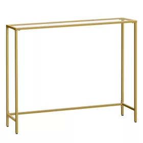 vasagle-masa-consola-cu-blat-din-sticla-securizata-auriu-100x20x80cm