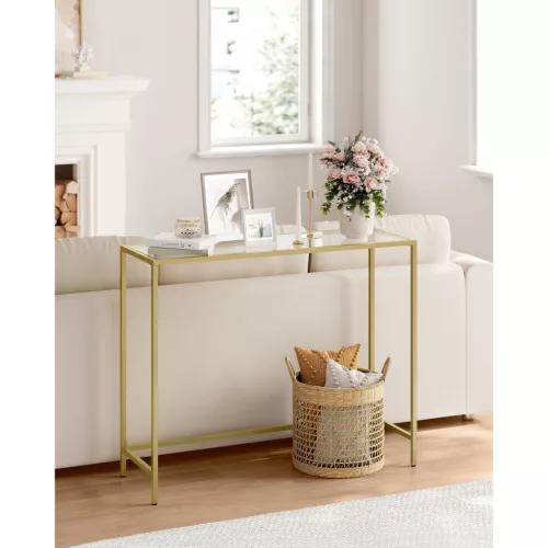 vasagle-masa-consola-cu-blat-din-sticla-securizata-auriu-100x20x80cm
