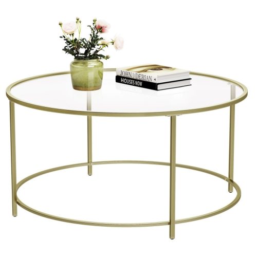 vasagle-masuta-de-cafea-rotunda-cu-blat-din-sticla-auriu-84x84x45cm