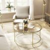 vasagle-masuta-de-cafea-rotunda-cu-blat-din-sticla-auriu-84x84x45cm