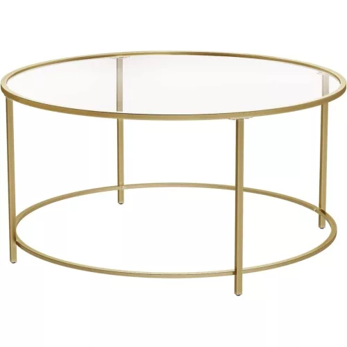 vasagle-masuta-de-cafea-rotunda-cu-blat-din-sticla-auriu-84x84x45cm