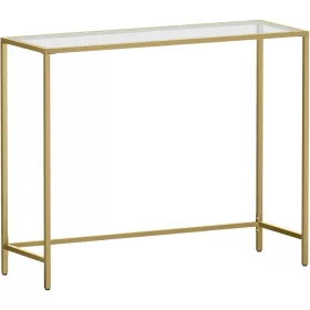 vasagle-masa-consola-cu-cadru-metalic-blat-din-sticla-securizata-auriu-100x35x80cm