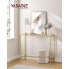 vasagle-masa-consola-cu-cadru-metalic-blat-din-sticla-securizata-auriu-100x35x80cm