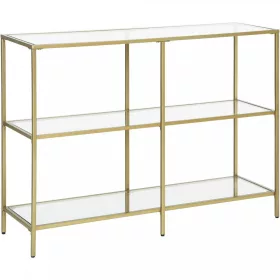 vasagle-masa-consola-cu-rafturi-cu-blat-din-sticla-securizata-auriu-100x30x73cm