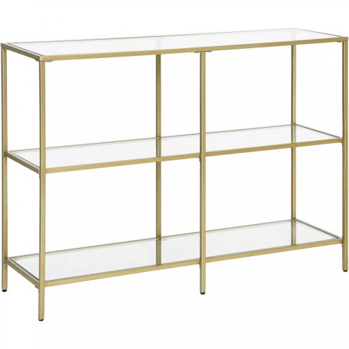 vasagle-masa-consola-cu-rafturi-cu-blat-din-sticla-securizata-auriu-100x30x73cm