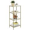 vasagle-raft-de-depozitare-metalic-cu-rafturi-din-sticla-4-niveluri-auriu-40x30x95cm