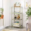 vasagle-raft-de-depozitare-metalic-cu-rafturi-din-sticla-4-niveluri-auriu-40x30x95cm