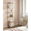 vasagle-raft-de-depozitare-metalic-cu-rafturi-din-sticla-6-niveluri-auriu-40x30x177cm