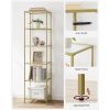 vasagle-raft-de-depozitare-metalic-cu-rafturi-din-sticla-6-niveluri-auriu-40x30x177cm
