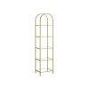Raft, 5 niveluri, raft din sticlă curbată, structură din metal, auriu și transparent,