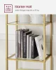 Raft, 5 niveluri, raft din sticlă curbată, structură din metal, auriu și transparent,
