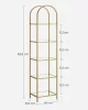 Raft, 5 niveluri, raft din sticlă curbată, structură din metal, auriu și transparent,