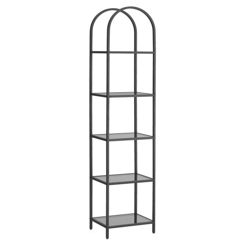 vasagle-raft-de-depozitare-metalic-cu-rafturi-din-sticla-5-niveluri-negru-40x30x183cm