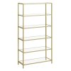 vasagle-raft-de-depozitare-metalic-cu-rafturi-din-sticla-6-niveluri-auriu-80x30x176cm