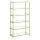 vasagle-raft-de-depozitare-metalic-cu-rafturi-din-sticla-6-niveluri-auriu-80x30x176cm