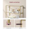 vasagle-raft-de-depozitare-metalic-cu-rafturi-din-sticla-6-niveluri-auriu-80x30x176cm