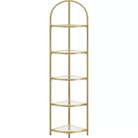 vasagle-raft-de-colt-metalic-cu-rafturi-din-sticla-pentru-baie-bucatarie-auriu-28x28x158cm