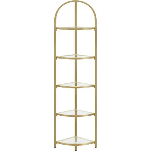 vasagle-raft-de-colt-metalic-cu-rafturi-din-sticla-pentru-baie-bucatarie-auriu-28x28x158cm