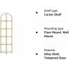 vasagle-raft-de-colt-metalic-cu-rafturi-din-sticla-pentru-baie-bucatarie-auriu-28x28x158cm