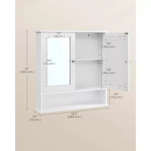 vasagle-dulap-de-baie-cu-oglinda-montabila-pe-perete-alb-56x13x58cm