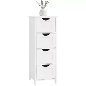 vasagle-dulap-cu-picioare-cu-4-sertare-alb-30x30x82cm