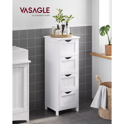 vasagle-dulap-cu-picioare-cu-4-sertare-alb-30x30x82cm