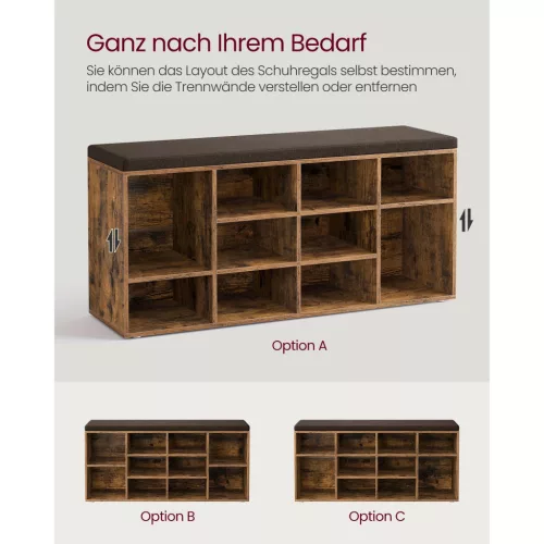 vasagle-bancheta-depozitare-pantofi-12-compartimente-cu-sezut-captusit-maro-rustic
