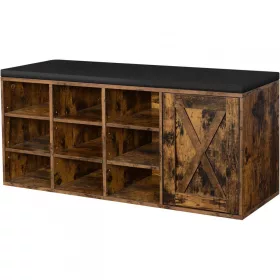 vasagle-bancheta-depozitare-pantofi-cu-9-compartimente-si-dulap-maro-rustic-110x30x48cm