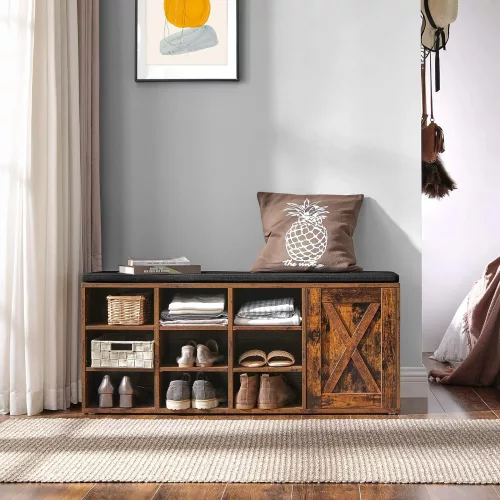 vasagle-bancheta-depozitare-pantofi-cu-9-compartimente-si-dulap-maro-rustic-110x30x48cm