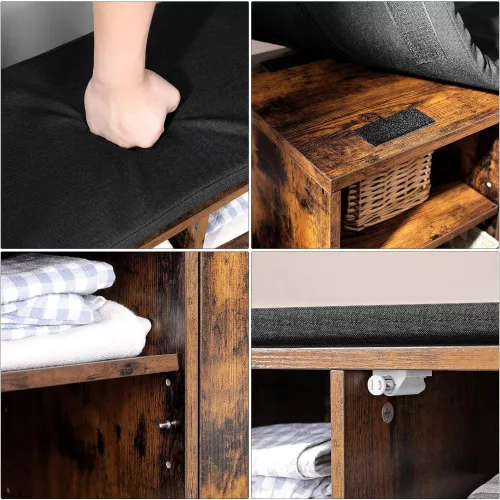 vasagle-bancheta-depozitare-pantofi-cu-9-compartimente-si-dulap-maro-rustic-110x30x48cm