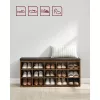 Banchetă depozitare pantofi, cu șezut, 15 compartimente deschise, maro rustic, 105 x 30