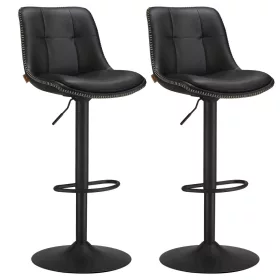   Scaun de bar, înălțime reglabilă, cu tapițerie PU, negru, 43 x 48 x 93-114 cm