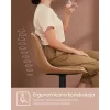 Scaune de bar 2 buc, husă din piele ecologică cusută, cu spătar, reglabil, maro, 44 x