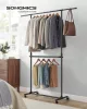 Suport de haine vertical, reglabil pe înălțime, cu roți, negru 113-180 cm